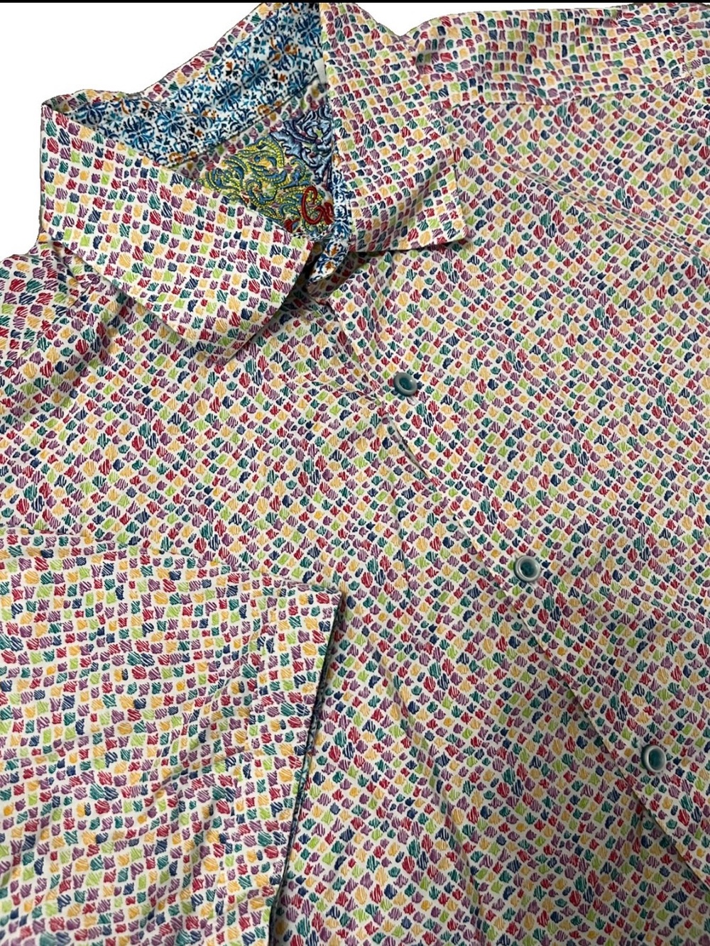 Robert Graham Multicolor Micro-Print Button-Down Shirt Men’s Medium Mosaic